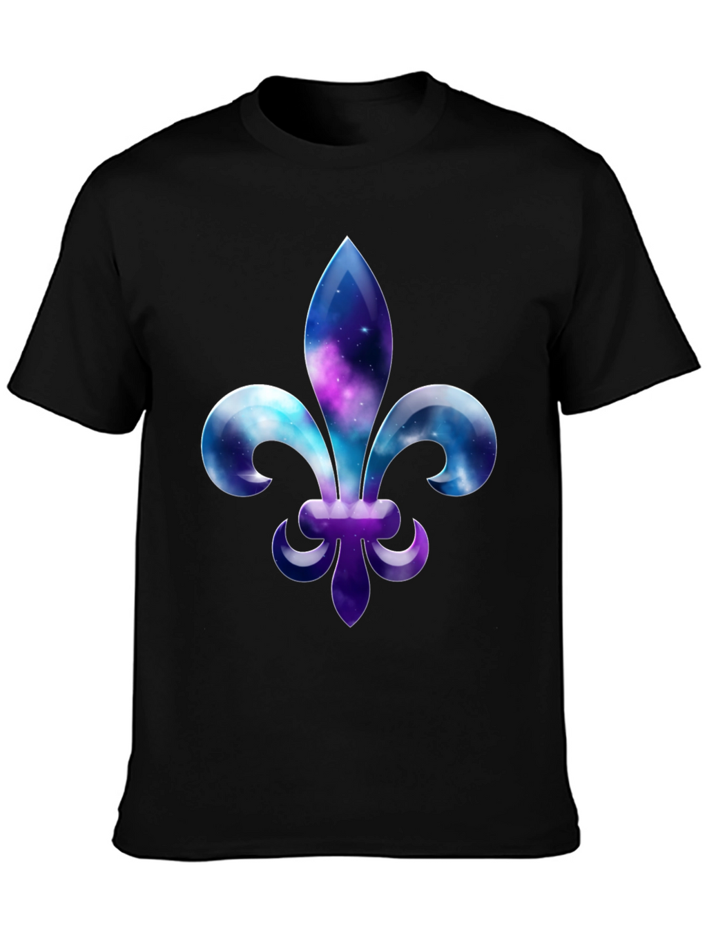 Galaxy Fleur-de-lis Graphic Tee - Stylish Mens Black T-Shirt