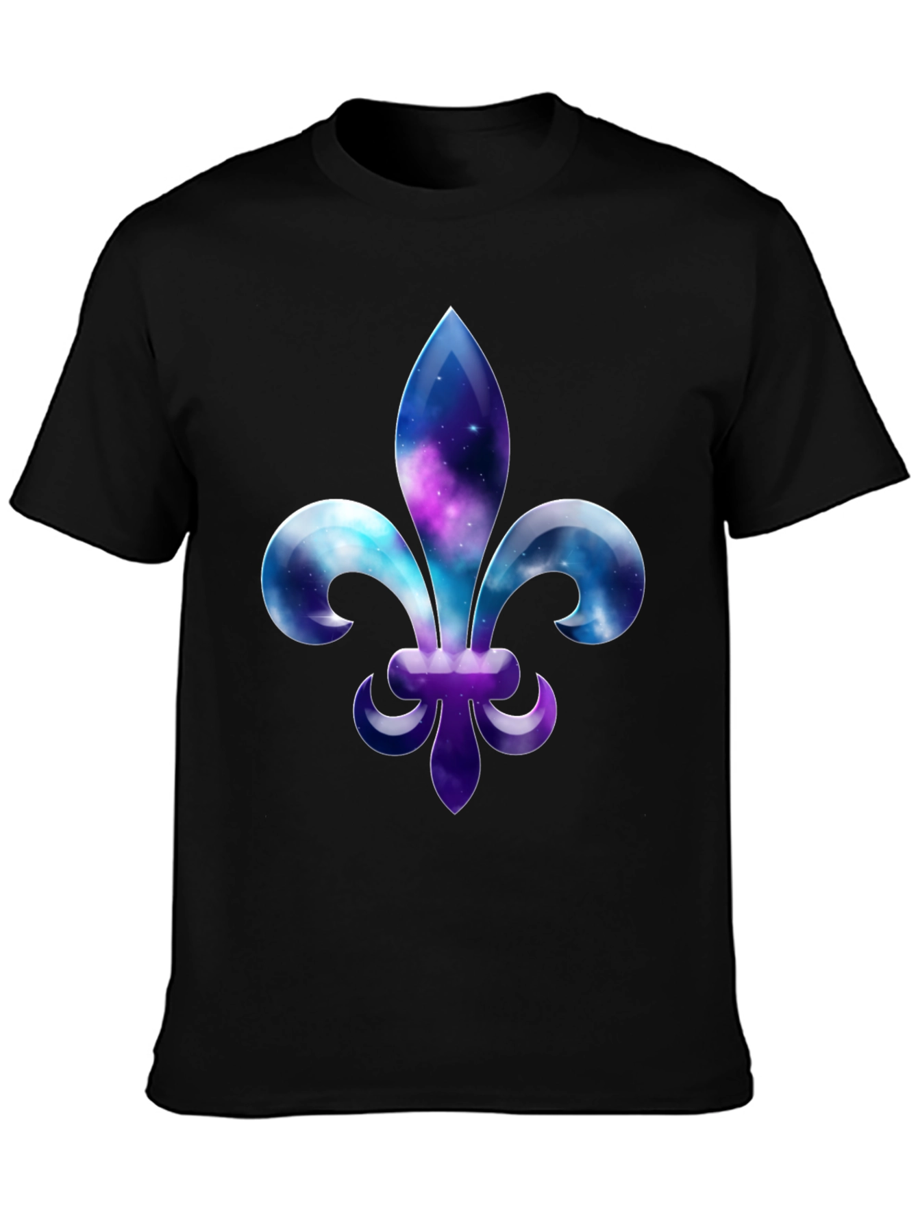 Galaxy Fleur-de-lis Graphic Tee - Stylish Mens Black T-Shirt