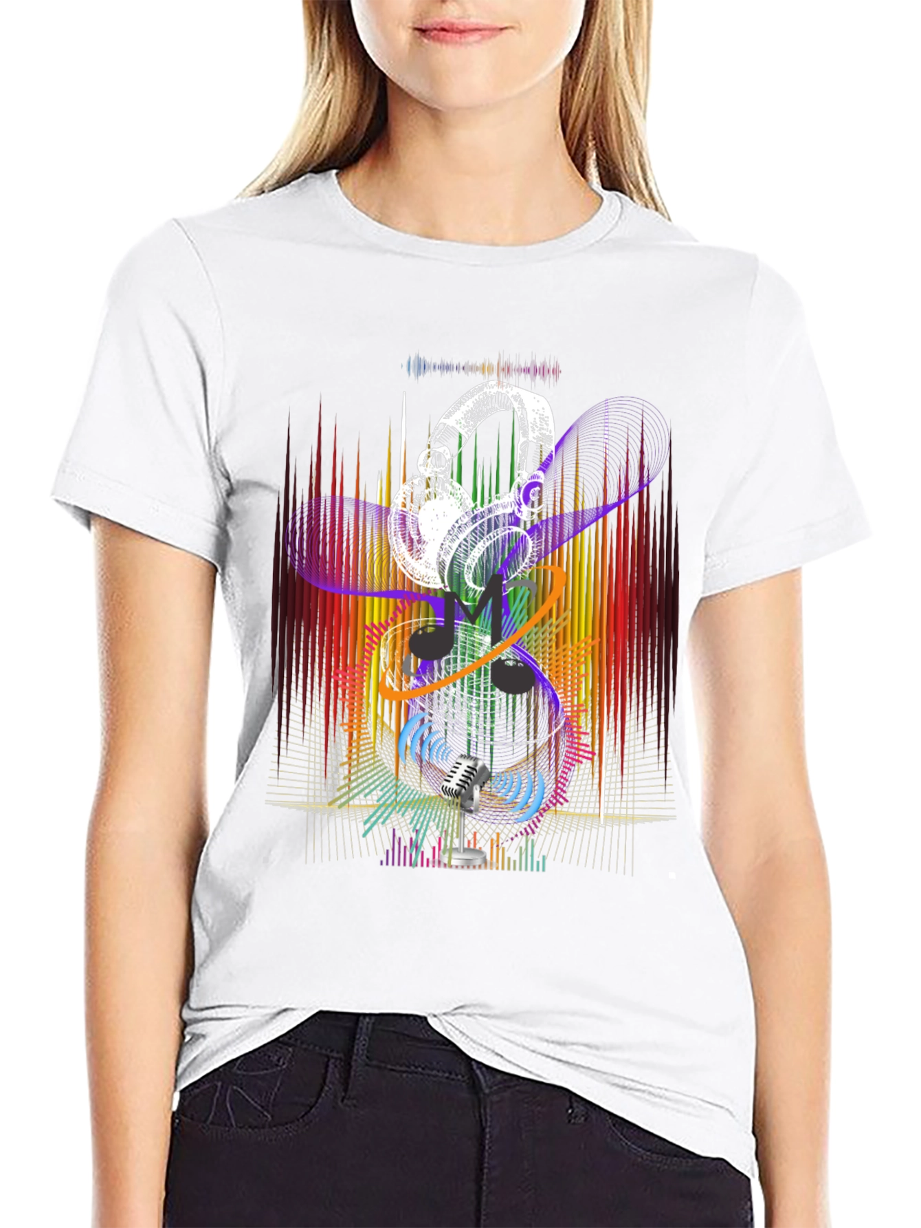 Retro Music Graphic T-Shirt - Headphones & Microphone