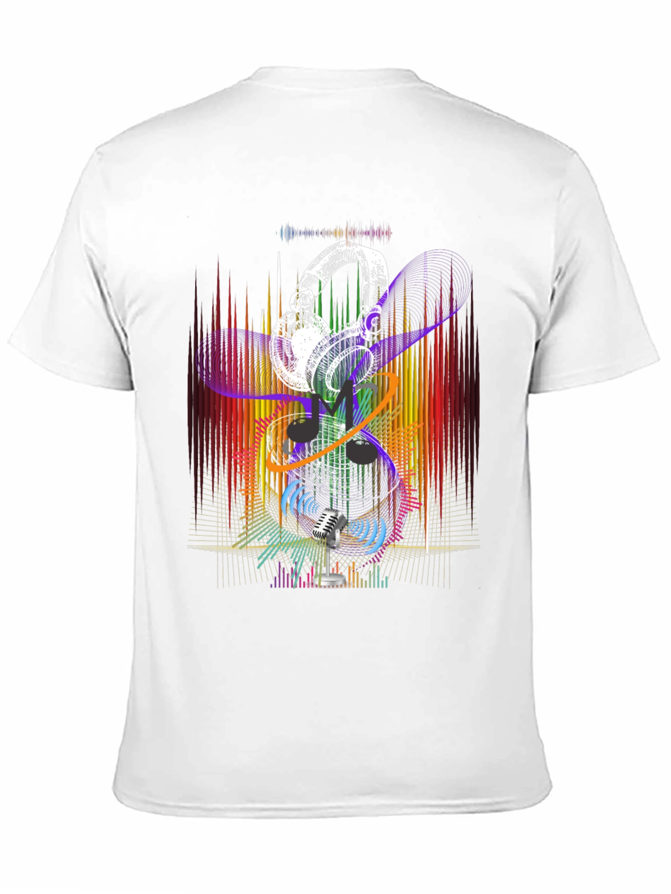 Retro Music Graphic T-Shirt - Headphones & Microphone