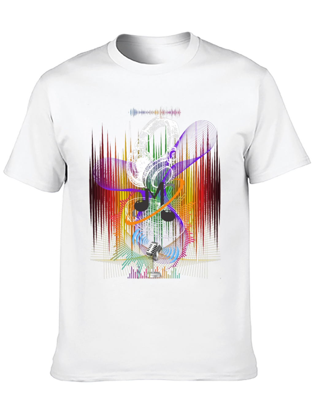 Retro Music Graphic T-Shirt - Headphones & Microphone