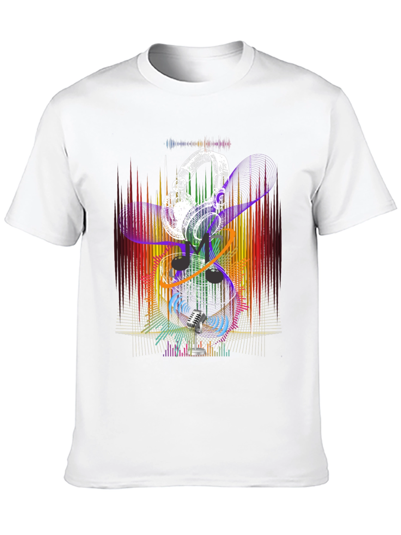 Retro Music Graphic T-Shirt - Headphones & Microphone