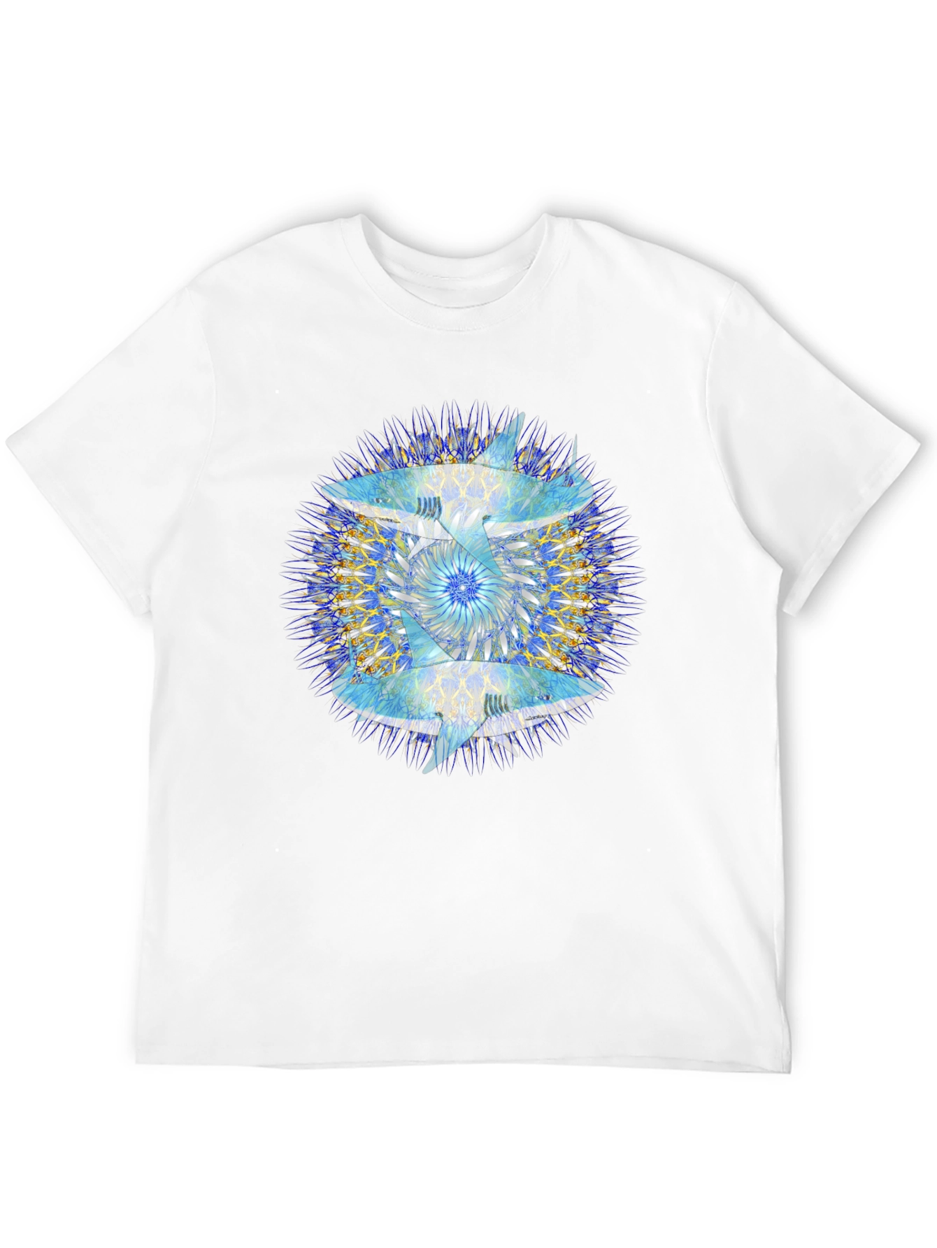 Abstract Mandala Print Black T-Shirt