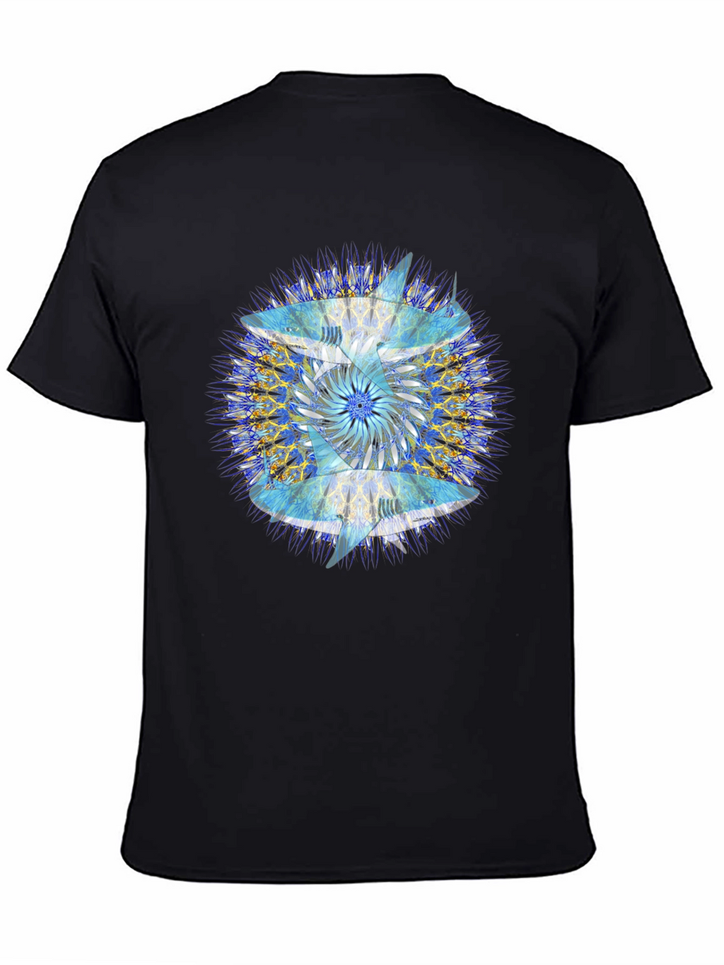 Abstract Mandala Print Black T-Shirt