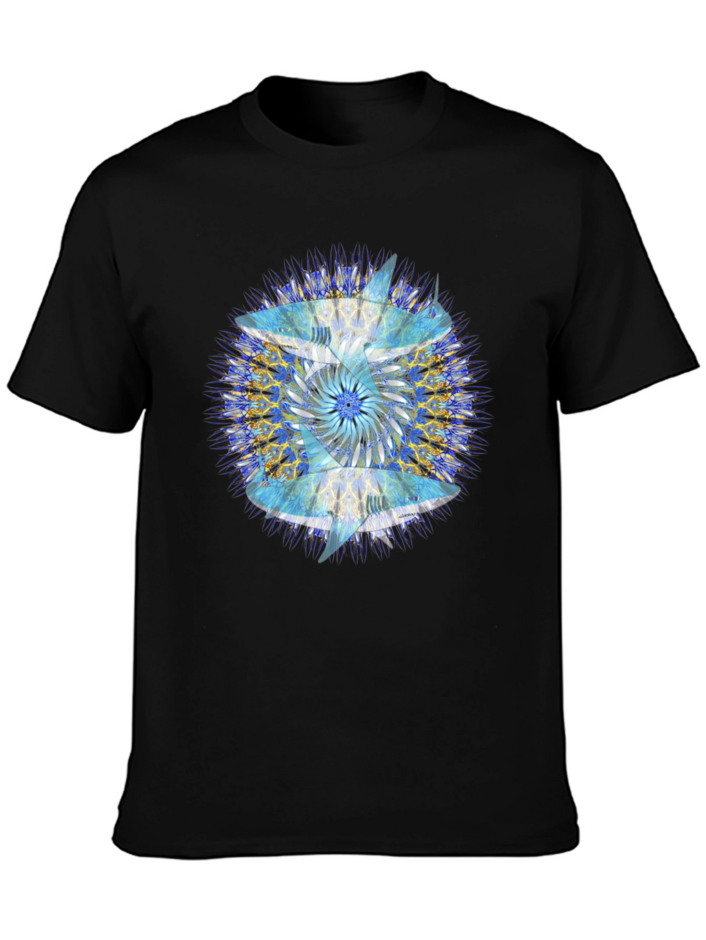 Abstract Mandala Print Black T-Shirt