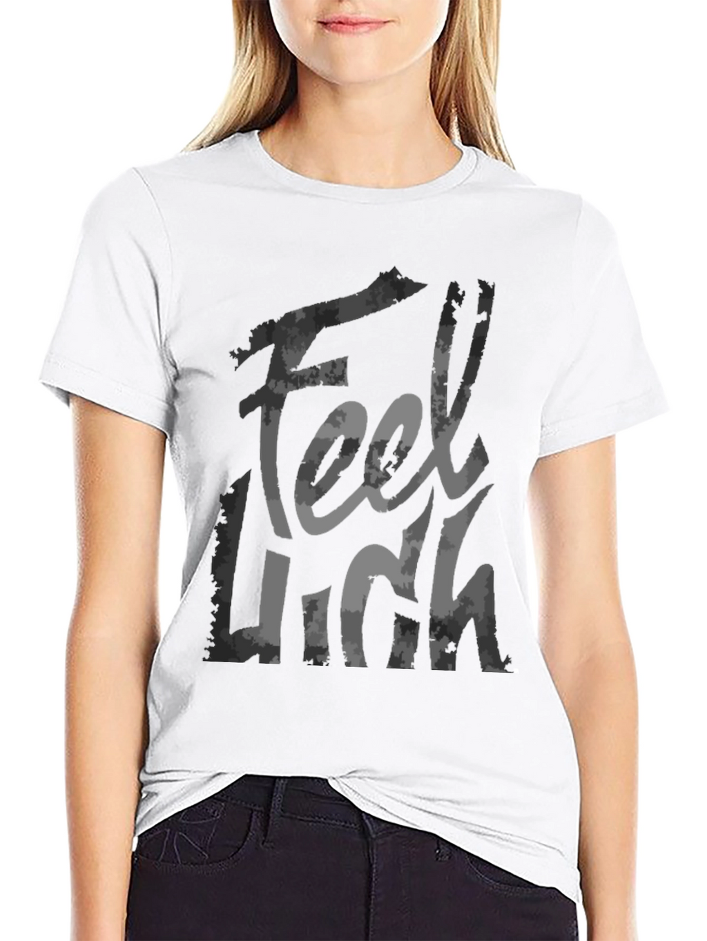 Feel High Graphic Print Black T-Shirt