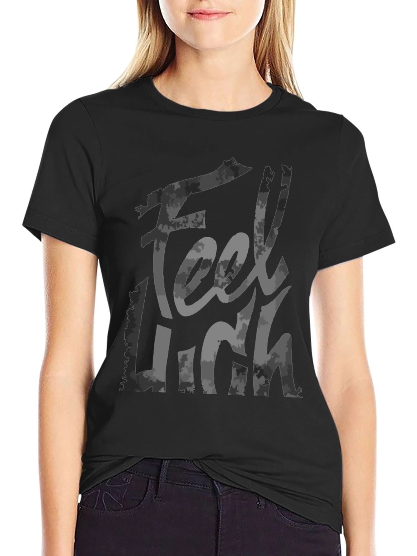 Feel High Graphic Print Black T-Shirt