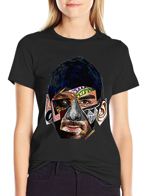 Abstract Portrait Graphic Black T-Shirt