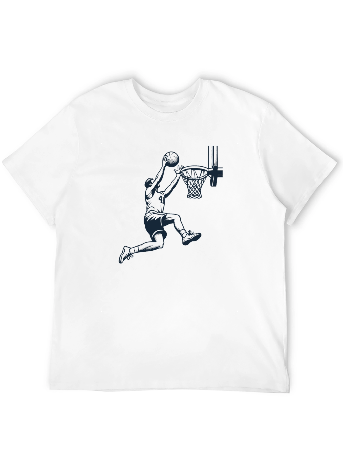 Basketball Dunk Graphic Tee - Black Cotton