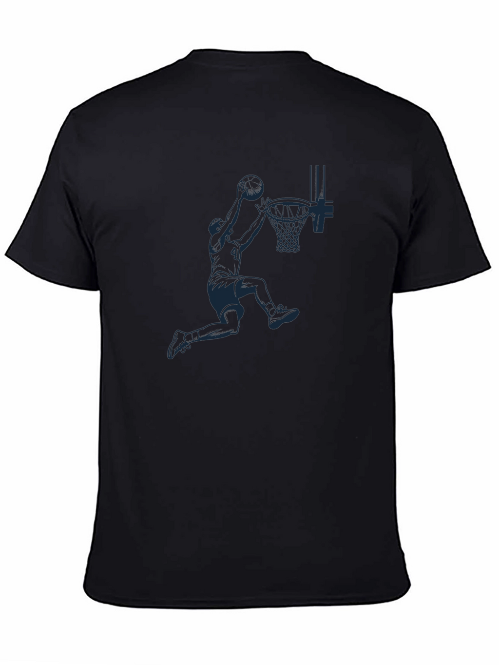 Basketball Dunk Graphic Tee - Black Cotton