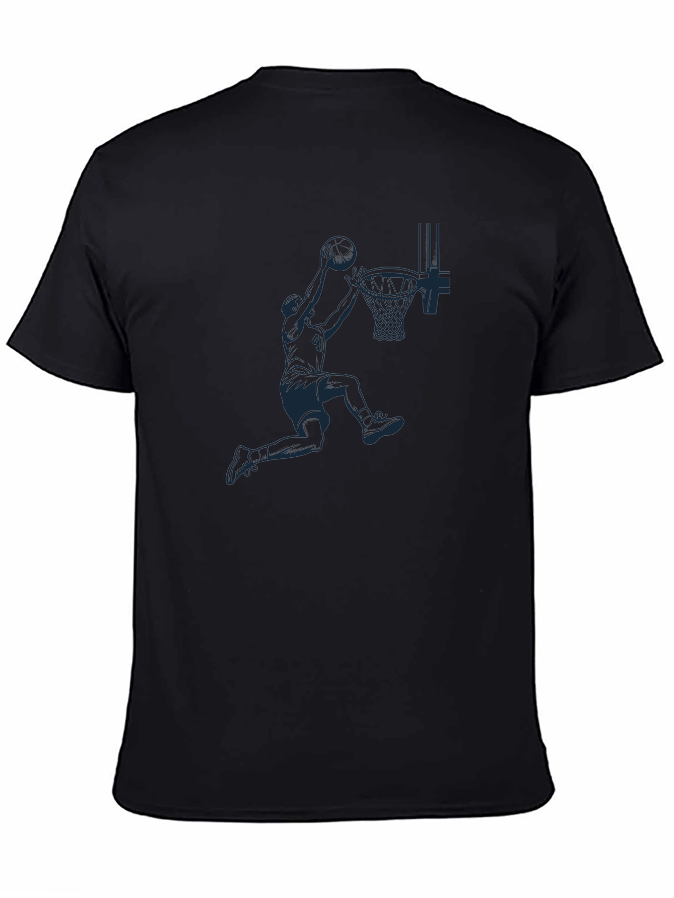 Basketball Dunk Graphic Tee - Black Cotton