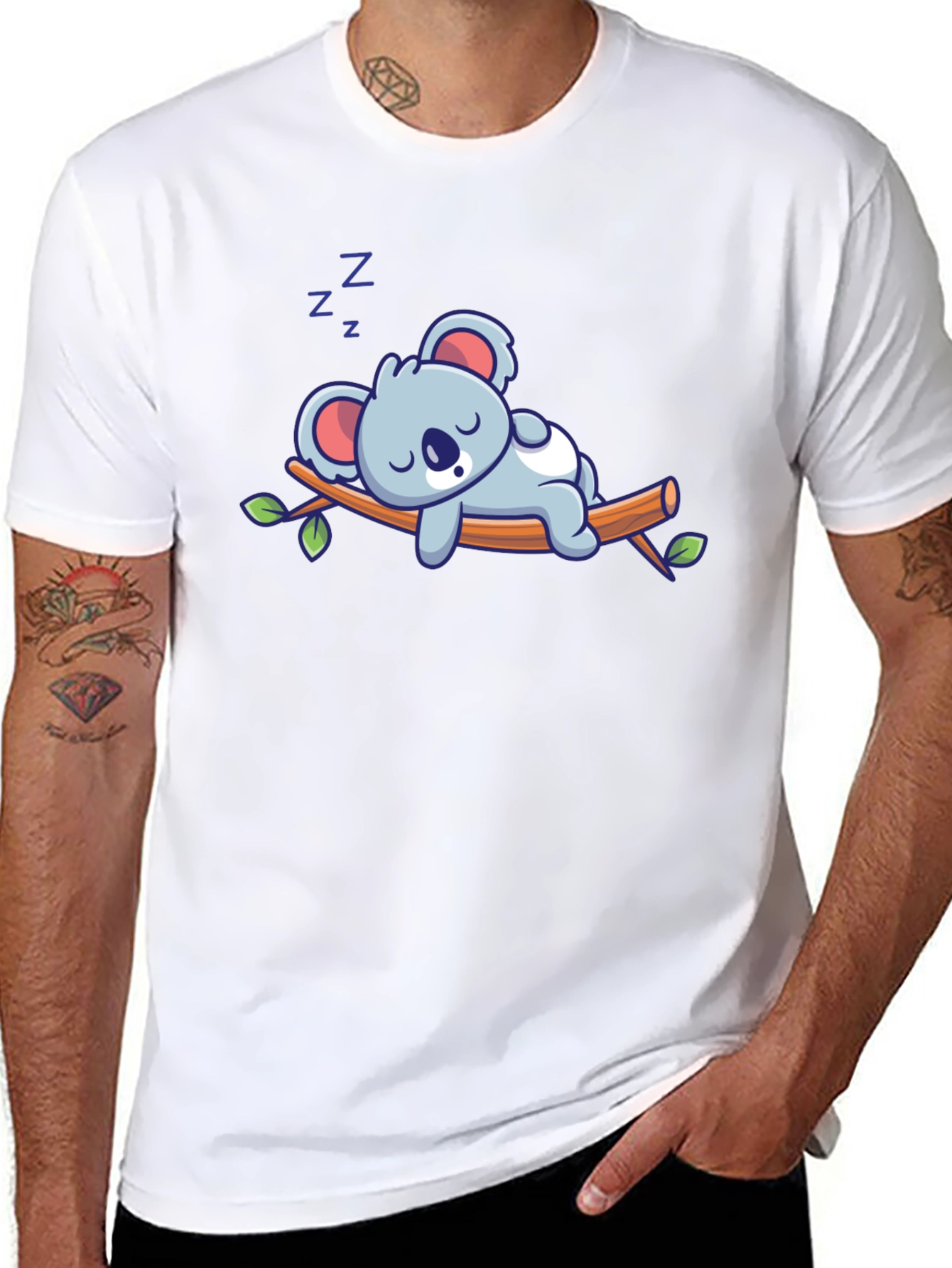 Cute Sleeping Koala T-Shirt - Black