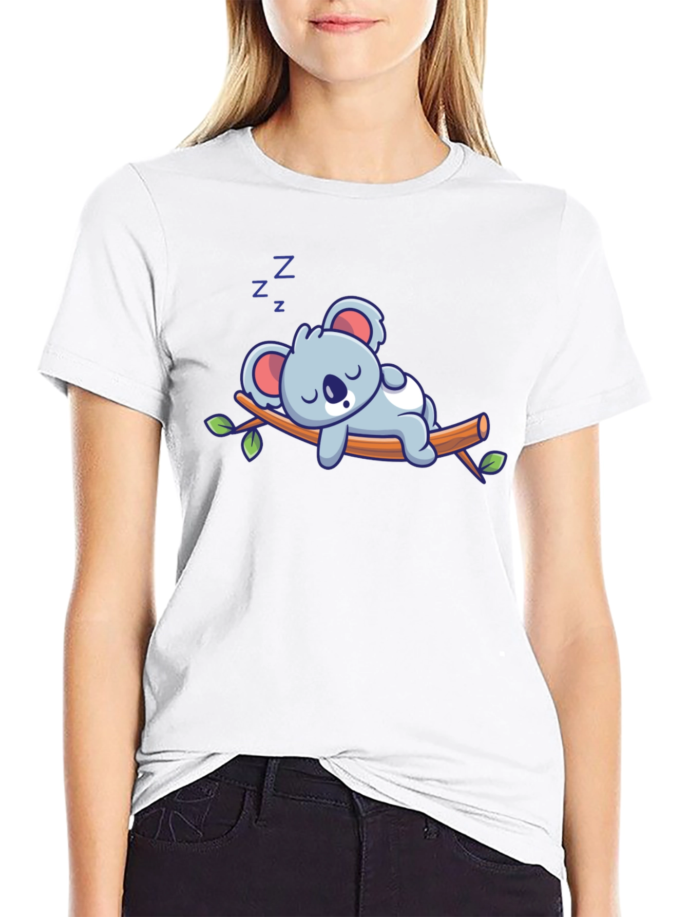 Cute Sleeping Koala T-Shirt - Black