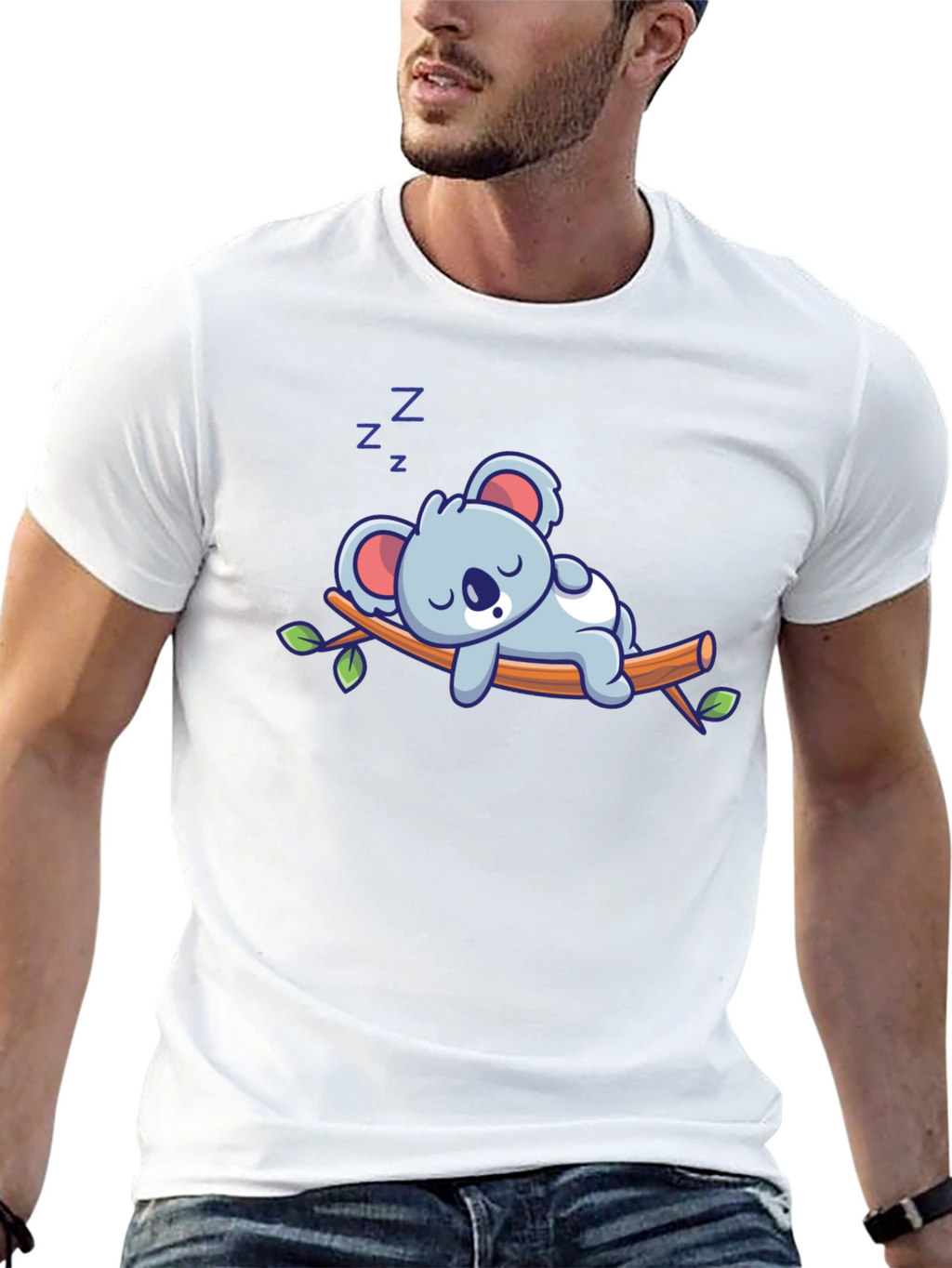 Cute Sleeping Koala T-Shirt - Black