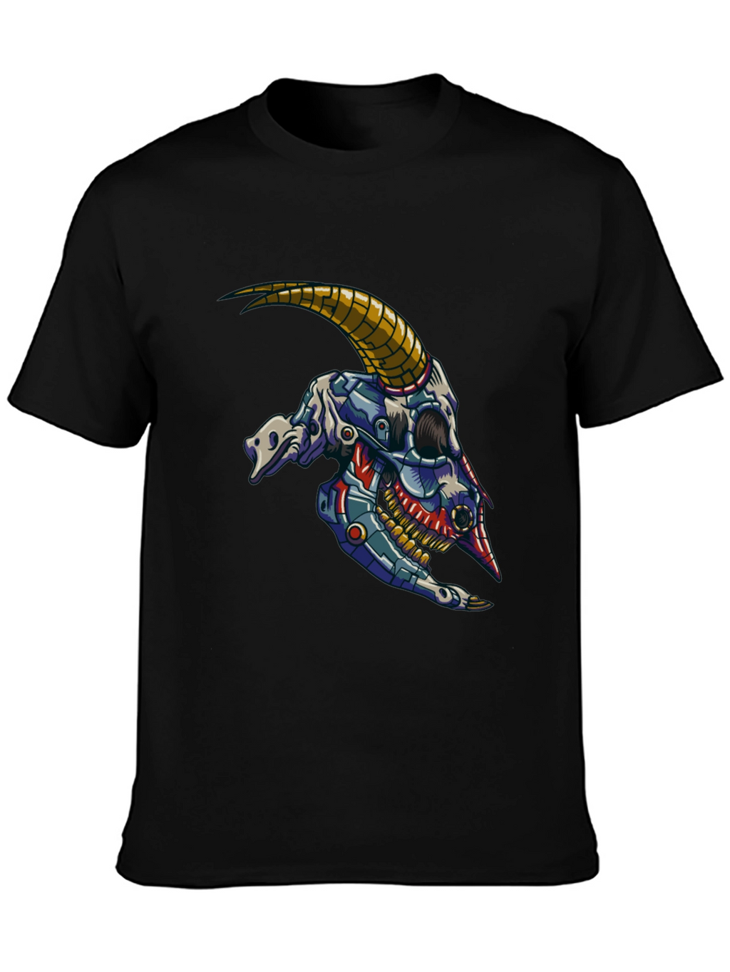 Cyber Goat Skull T-Shirt - Futuristic Design