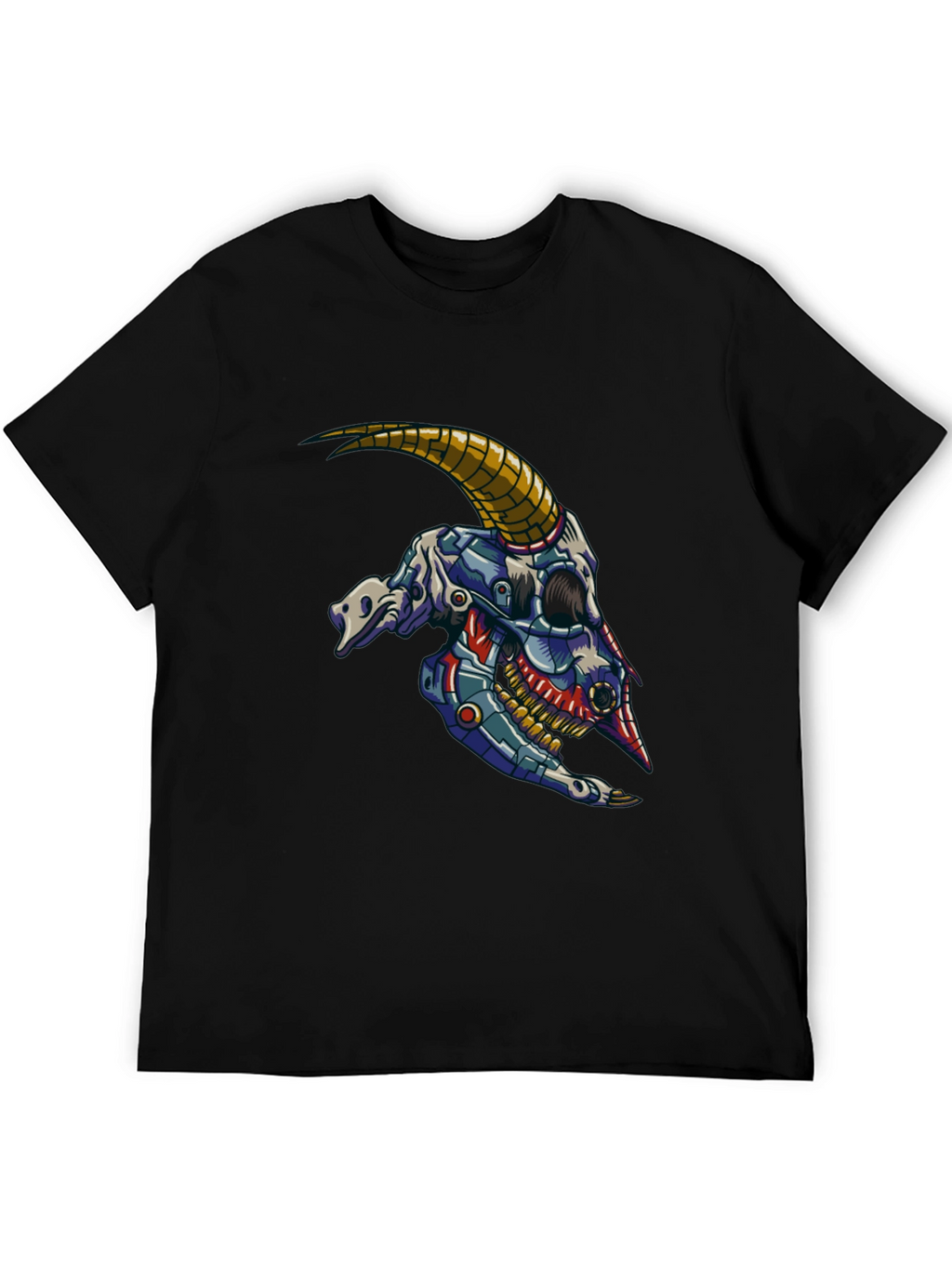 Cyber Goat Skull T-Shirt - Futuristic Design