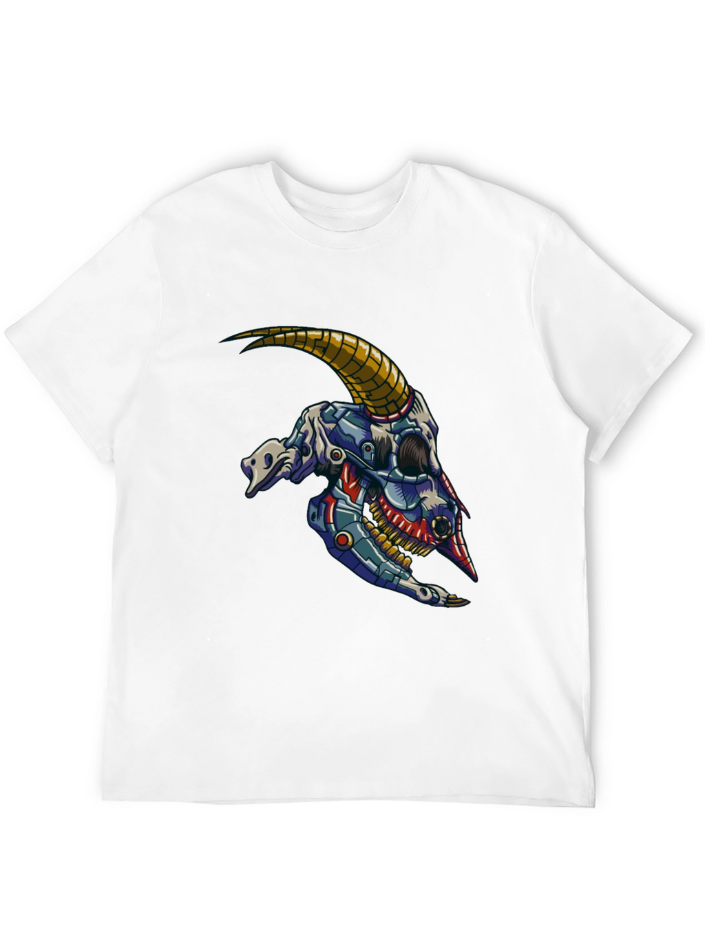 Cyber Goat Skull T-Shirt - Futuristic Design