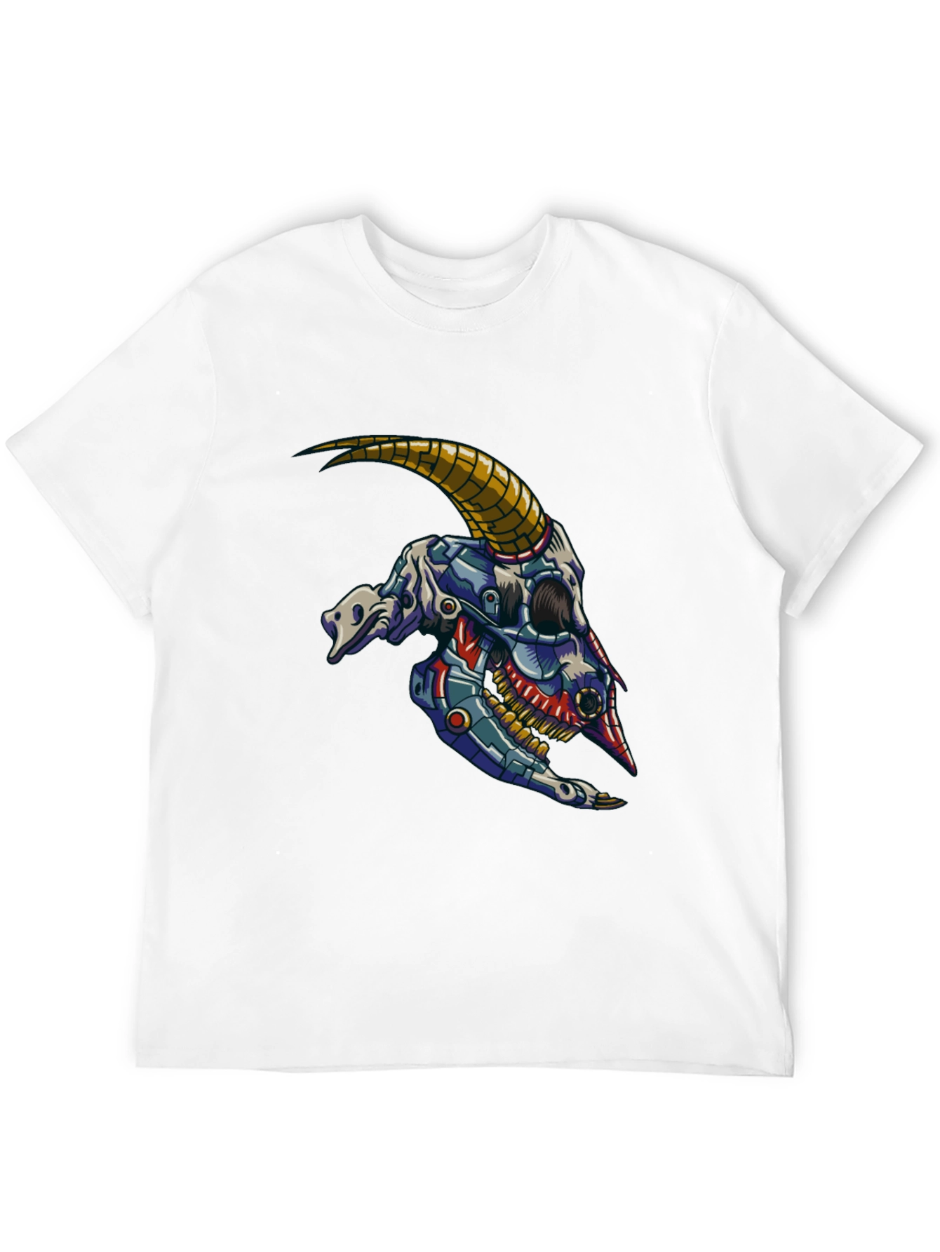 Cyber Goat Skull T-Shirt - Futuristic Design