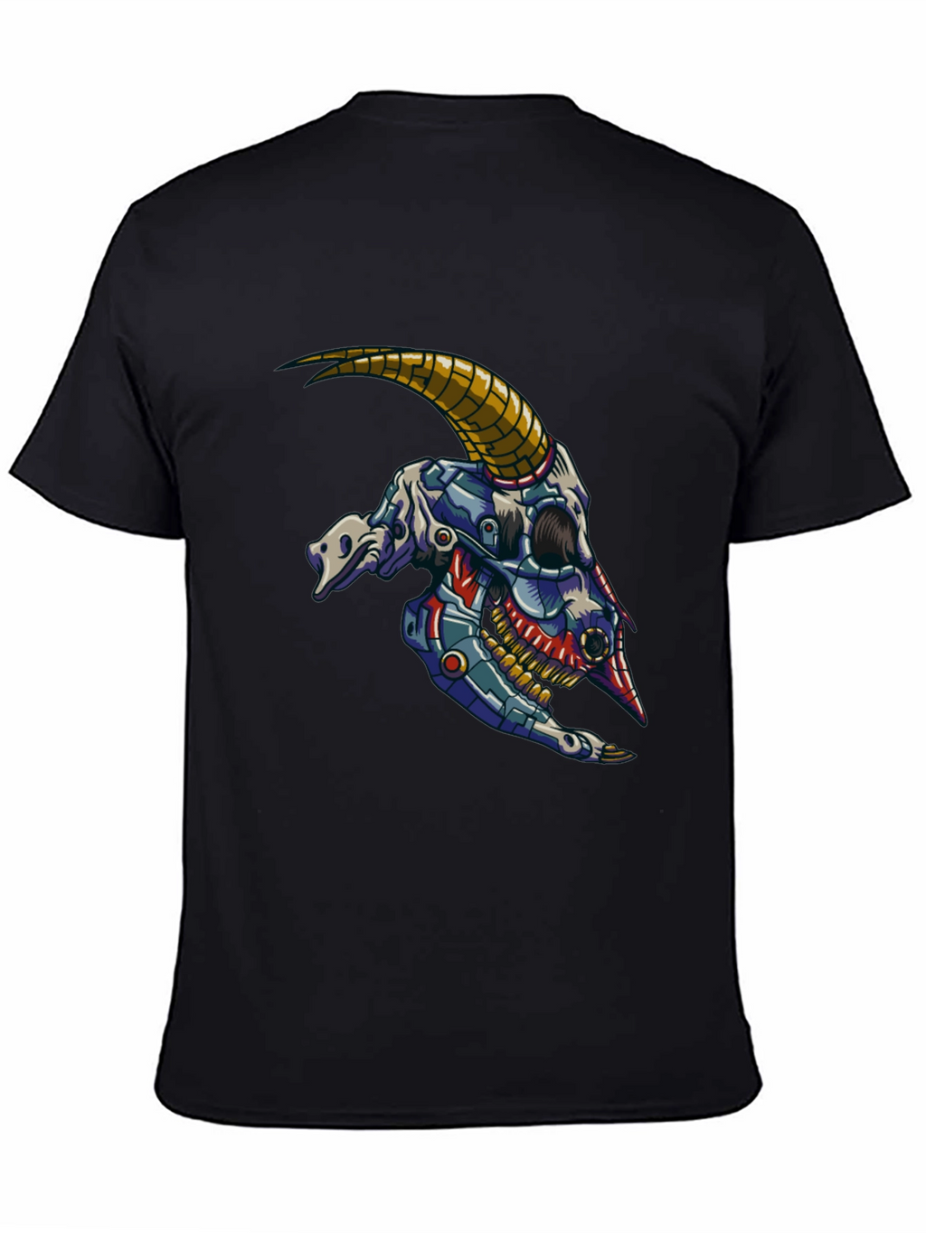 Cyber Goat Skull T-Shirt - Futuristic Design